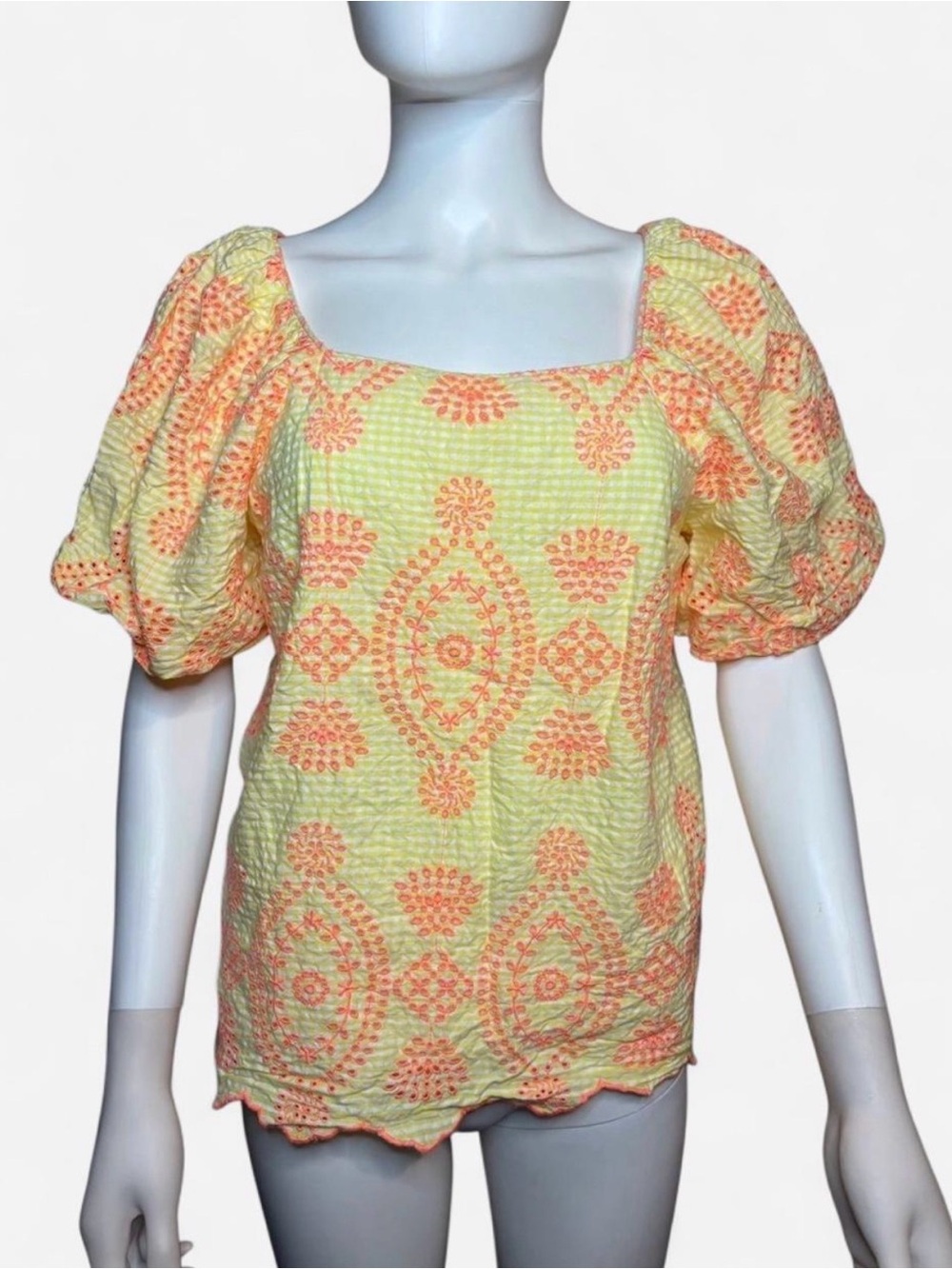 Lilly Pulitzer Lettie eyelet yellow & orange blouse